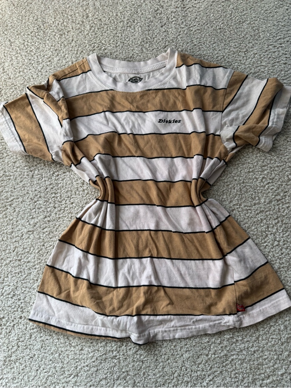 Dickies Tan and White Striped Short Sleeve Tee